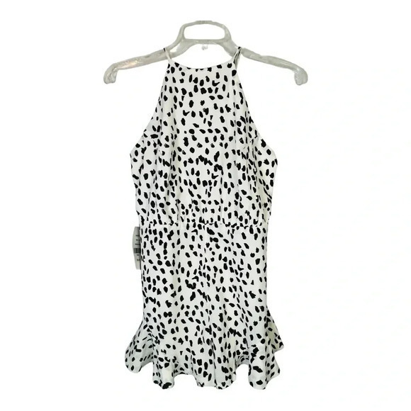She + Sky Black and White Spotted Short Open Back Romper Women‎ Size Large NWT - Picture 3 of 10